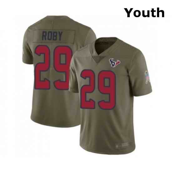 Youth Houston Texans 29 Bradley Roby Limited Olive 2017 Salute to Service Football Jersey